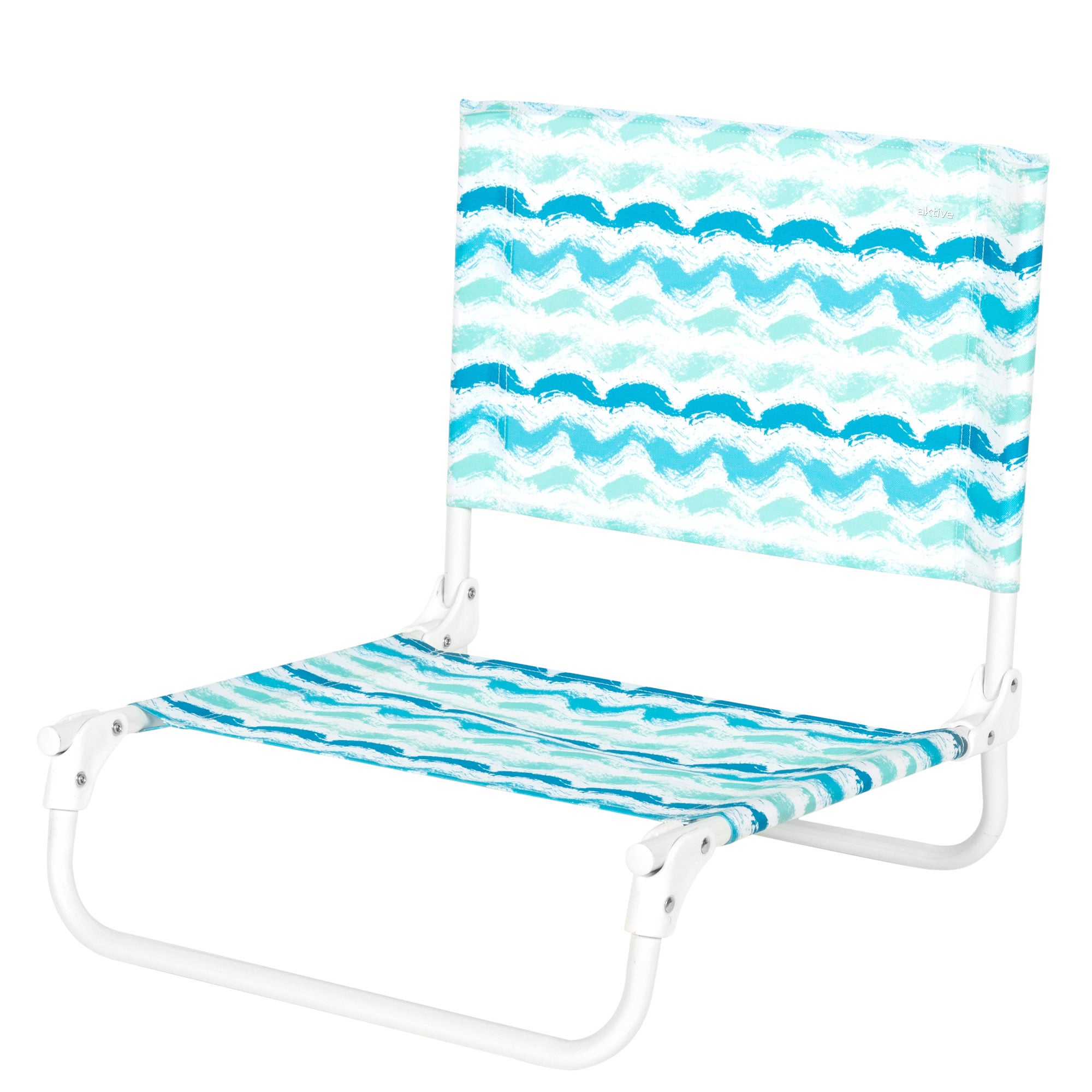 Aktive silla baja plegable de playa con estructura de acero y asiento de poliéster