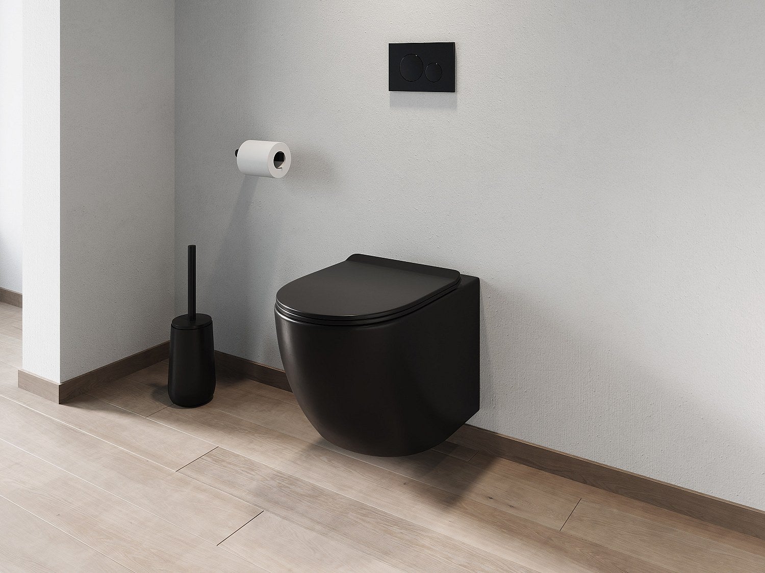 Toaleta WC podwieszana czarna z nauki bez kołnierza – JAVOINE