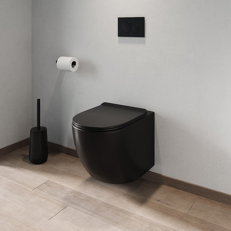 Toaleta WC podwieszana czarna z nauki bez kołnierza – JAVOINE