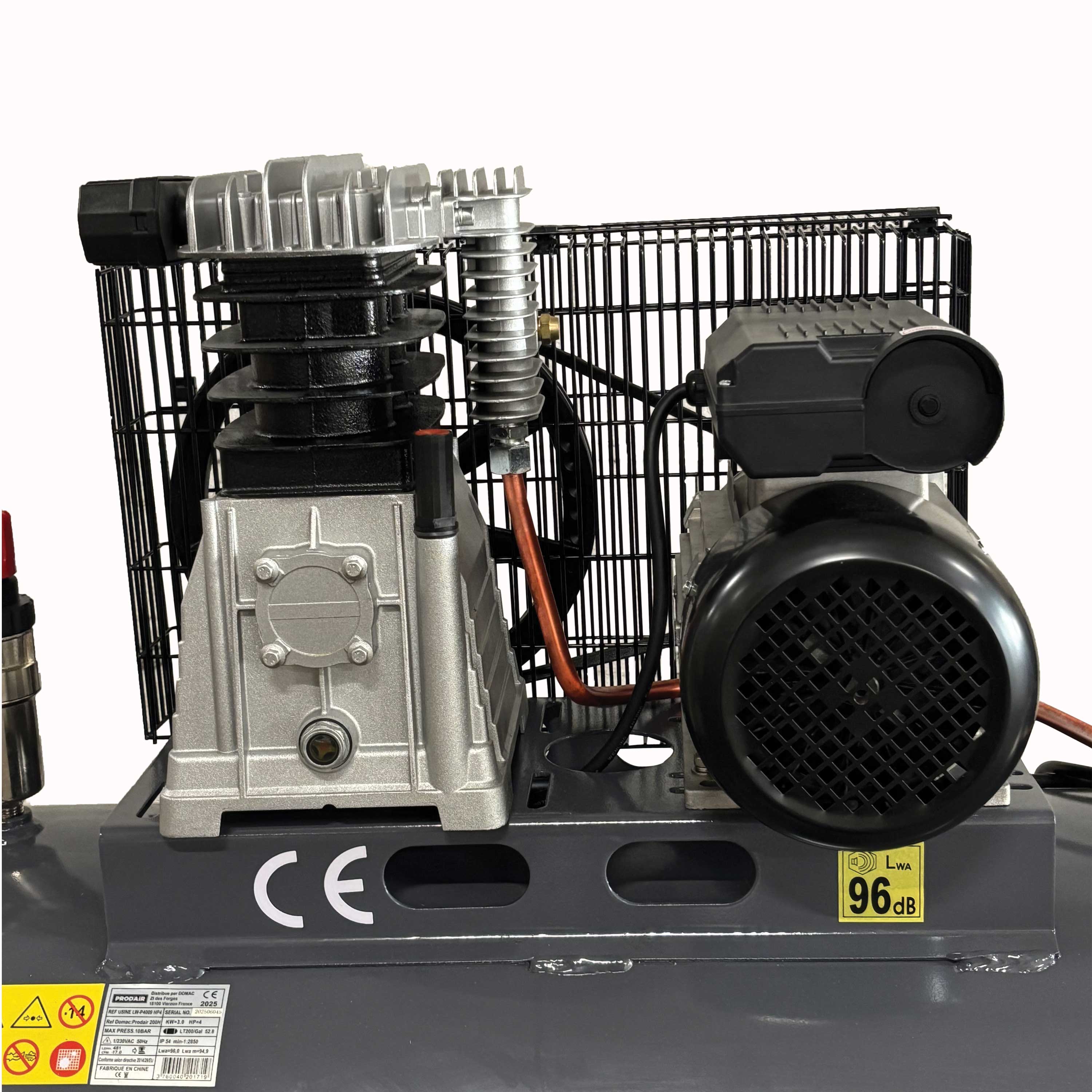 Compresseur 200 Litres 4 Cv 10 Bars Lubrifié Courroie Sur Roues - 6