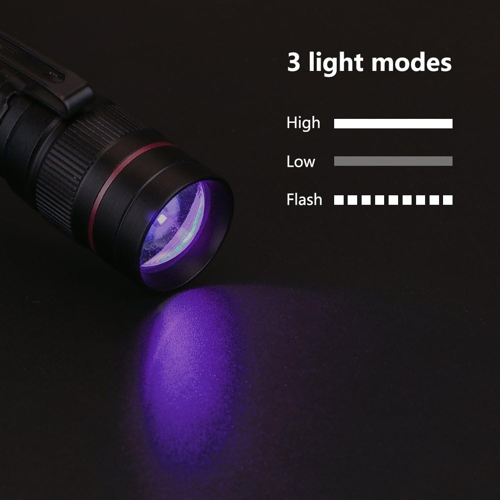 Viola torcia LED Blacklight 365nm 395nm lampada viola UV luce notturna 3 modalità Zoomable lampade ultraviolette