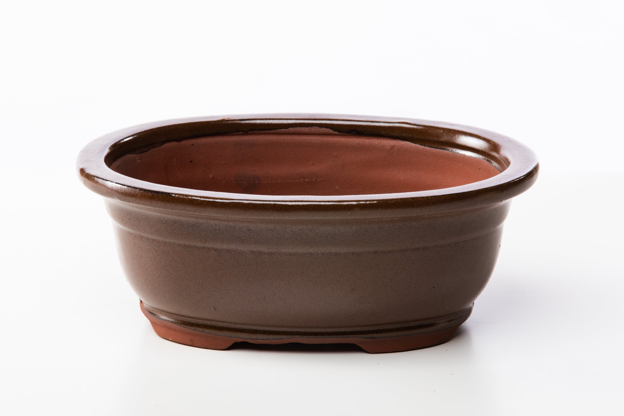 Vaso bonsai ovale smaltato marrone 52 cm