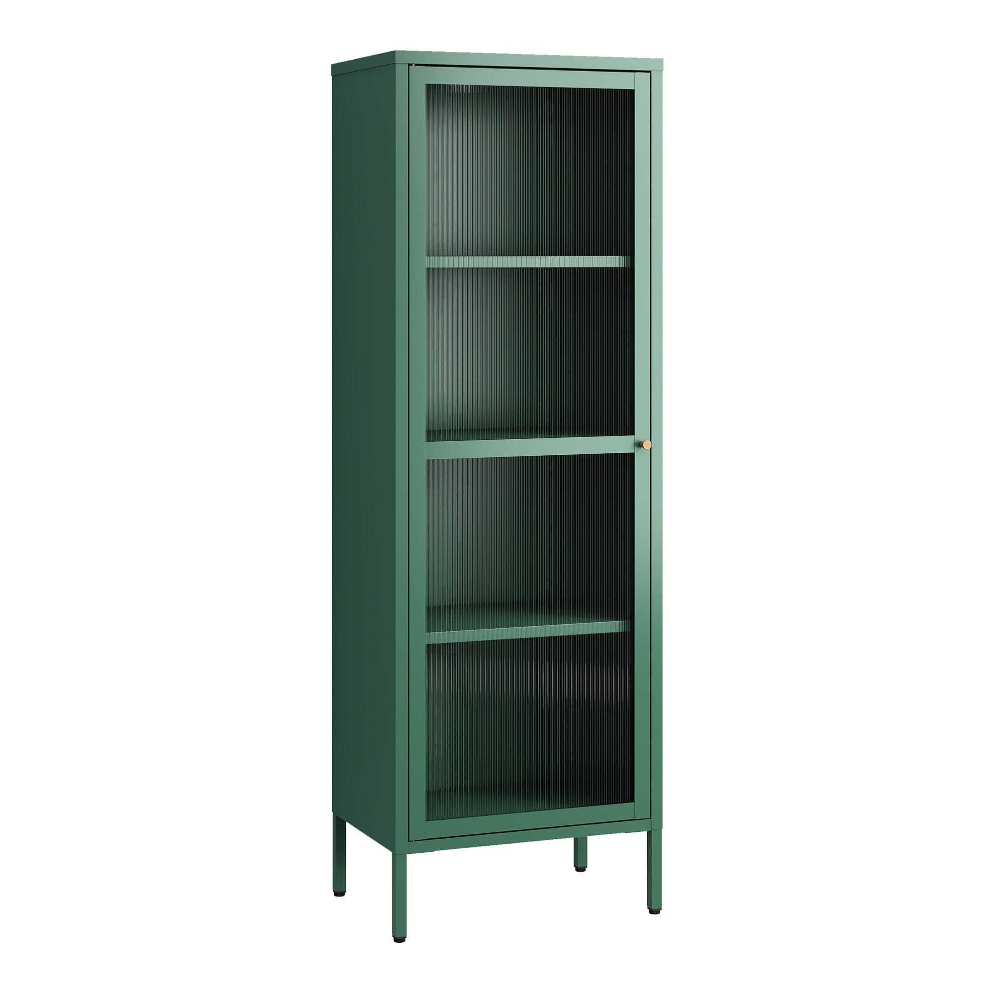 [En.casa] [En.casa] Vitrina Säkylä Con Puerta De Cristal 3 Estantes 150X50x35 Cm Abeto Verde , Leroy Merlin
