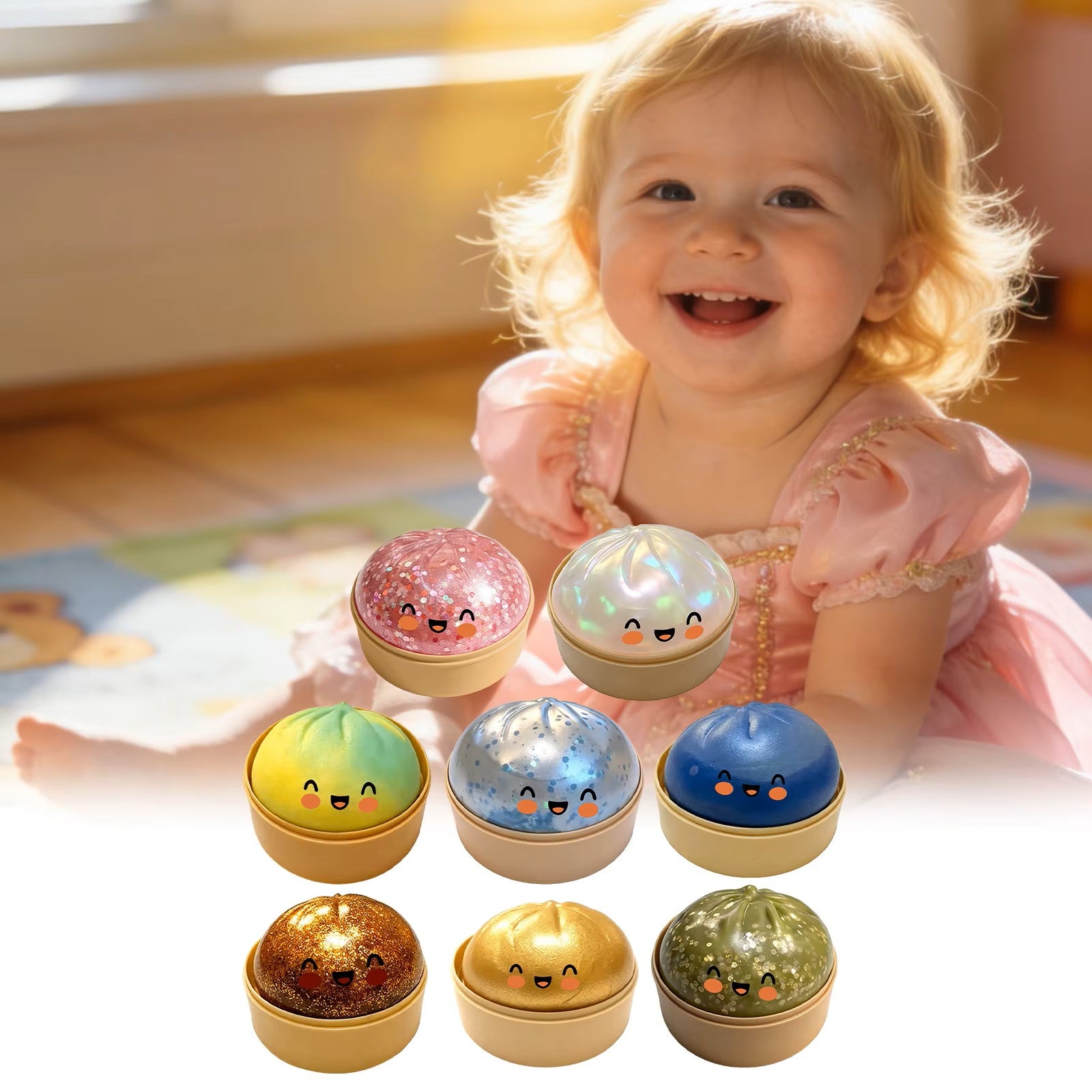 Jouet sensoriel anti-stress en forme de boulette scintillante avec boîte, jouet à presser en forme de boulette de cristal brillant pour soulager le st - 3