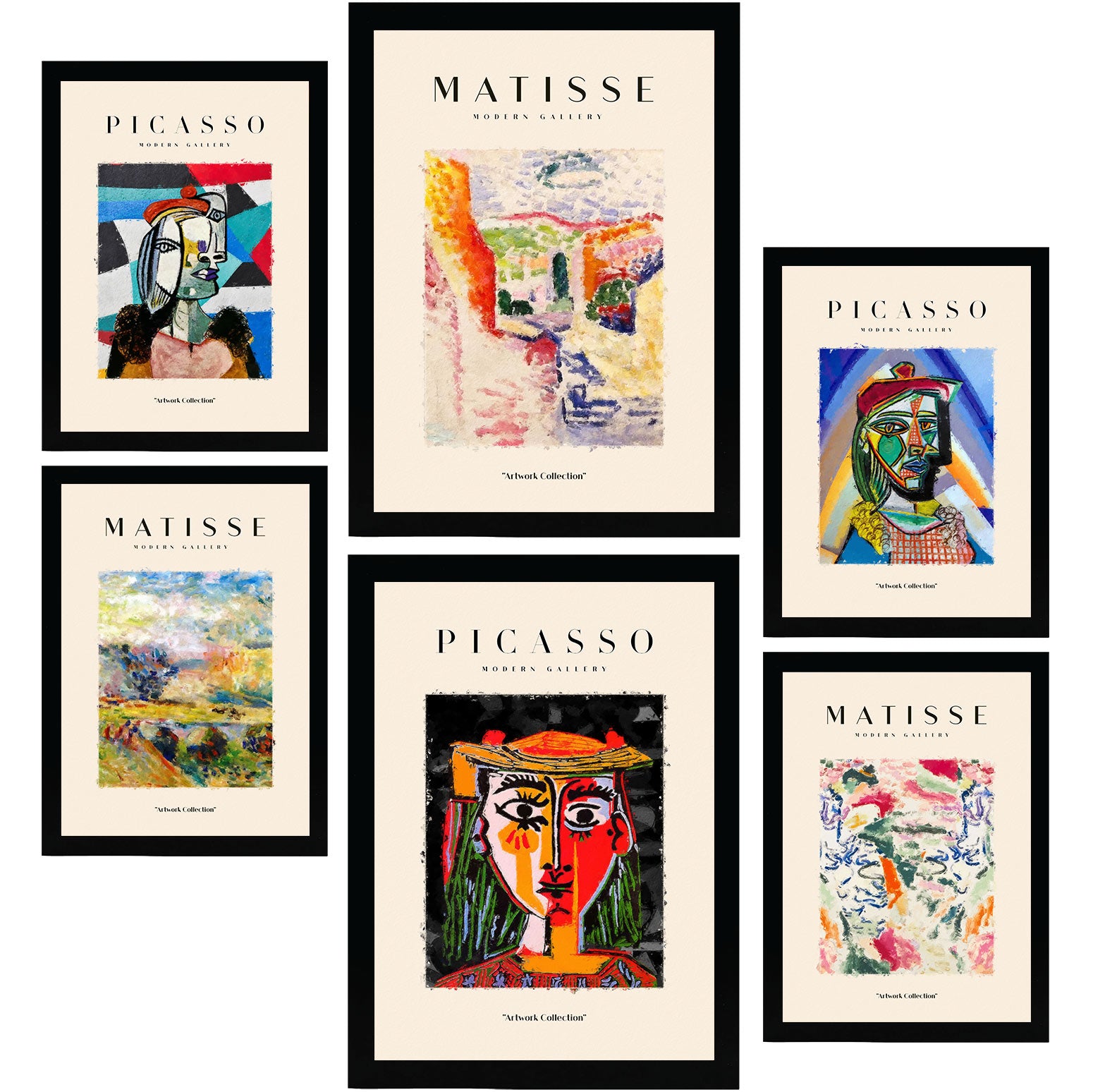 Nacnic set de 6 posters de picasso y matisse siglo pasado láminas de fauvismo y surrealismo para el diseño y tamaños a3 & a4 sin marcos