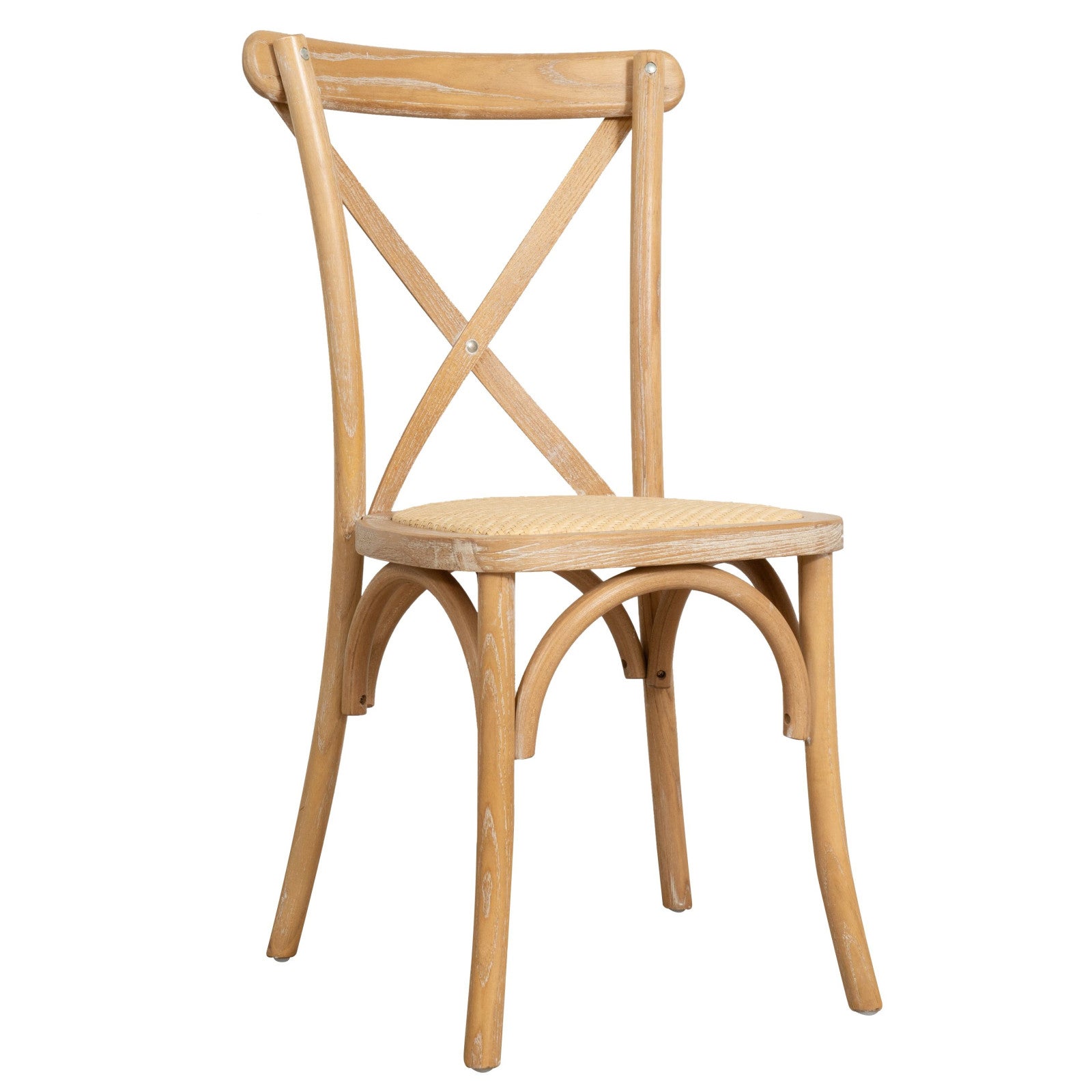 Chaise Biscottini Style Thonet - Bois De Cendre Vieilli Et Siège Rotin, Neuve