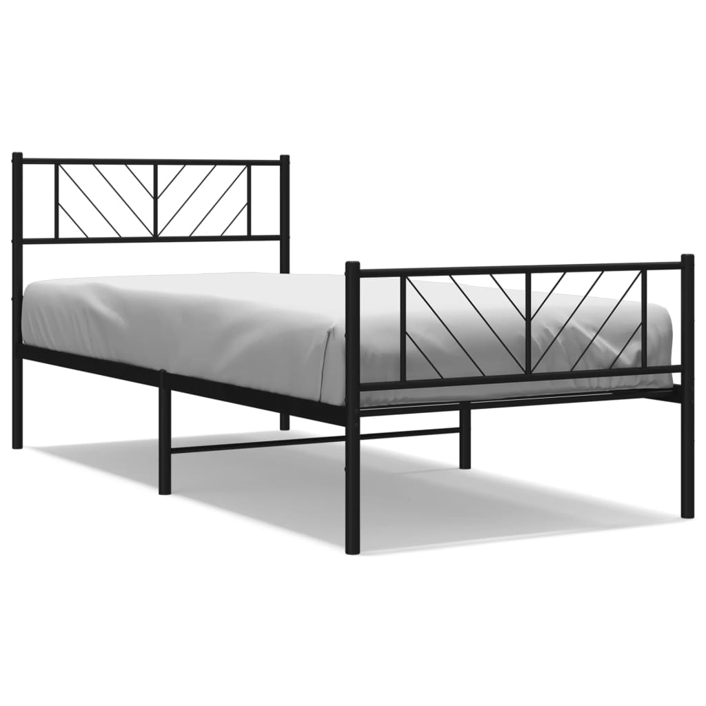 Łóżko Metalowe Czarne Rama Łóżka Ze Stelażem Do Pokoju Sypialni 100x200cm