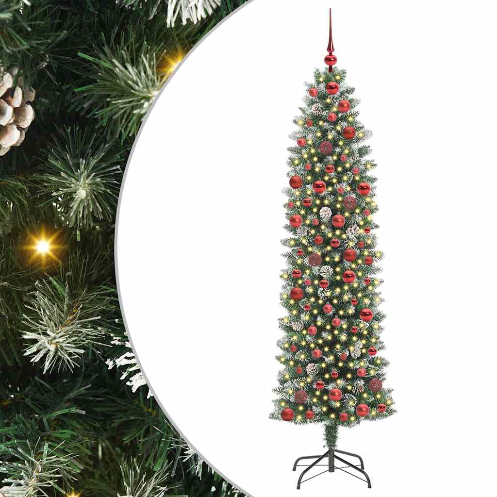 Sztuczne smukłe drzewo bożonarodzeniowe Zielono-biały 180 cm