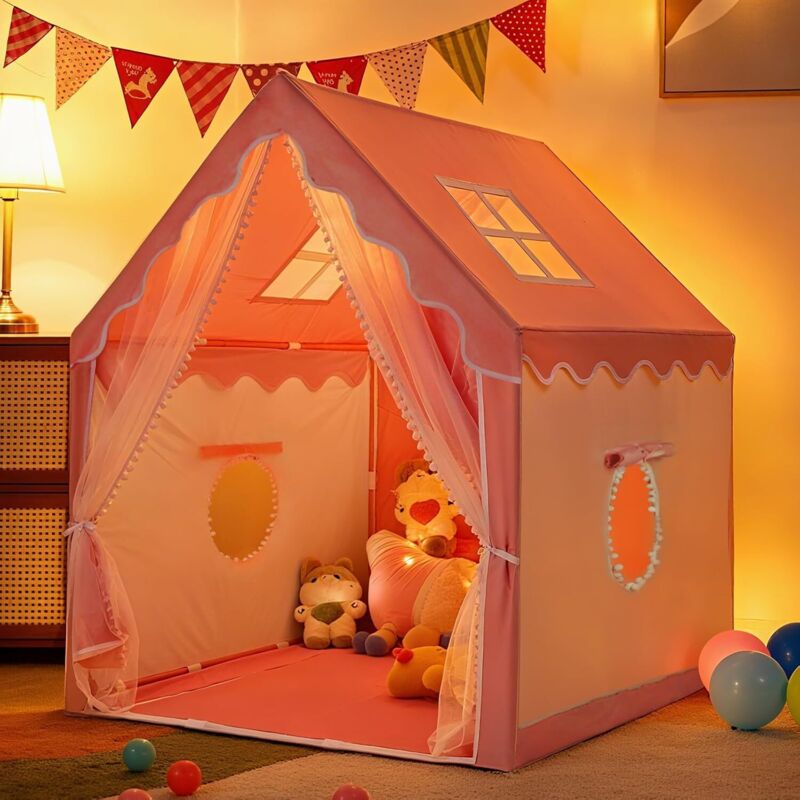 Tente pour Enfants Tente Pliante Maison de Jeu pour Enfants Intérieur Château de Princesse Tente pour Enfants Cadeaux