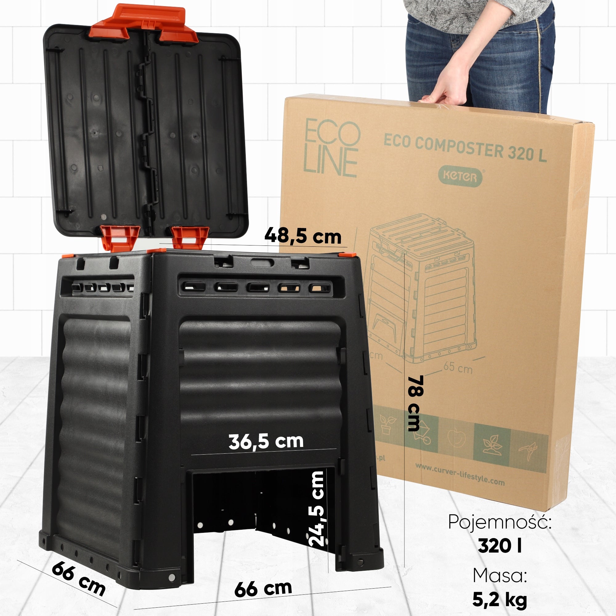 Compostiera Jardin Grapefruit Keter 320 l Grigio scuro - 2