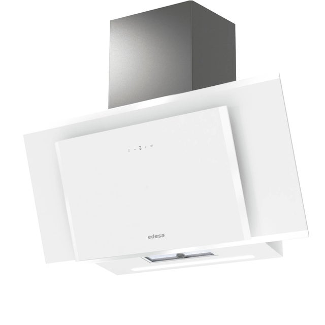 Edesa Campana Decorativa ECV-98321 GWH, 90 cm, 5 Niveles Extracción, Touch Control, Motor Brushless, LED, Gran Potencia, Blanco