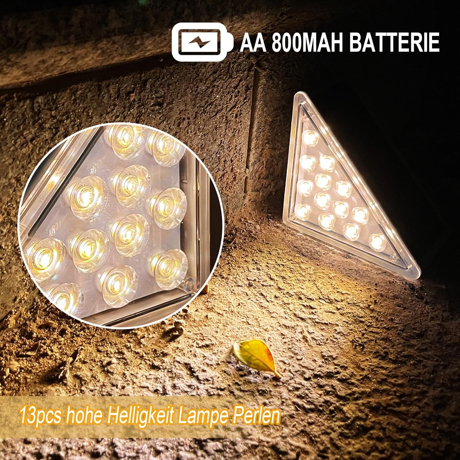 Set 4 Luci Solari Per Scale Da Esterno – Triangolari, Luce Bianca Fredda, IP67 Impermeabile, Per Gradini, Cortile E Sentieri