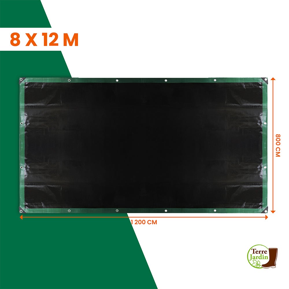 Bâche épaisse ultra résistante 8 x 12 m, 240 g/m2, vert extérieur / noir intérieur - 8 x 12 - Vert - 6