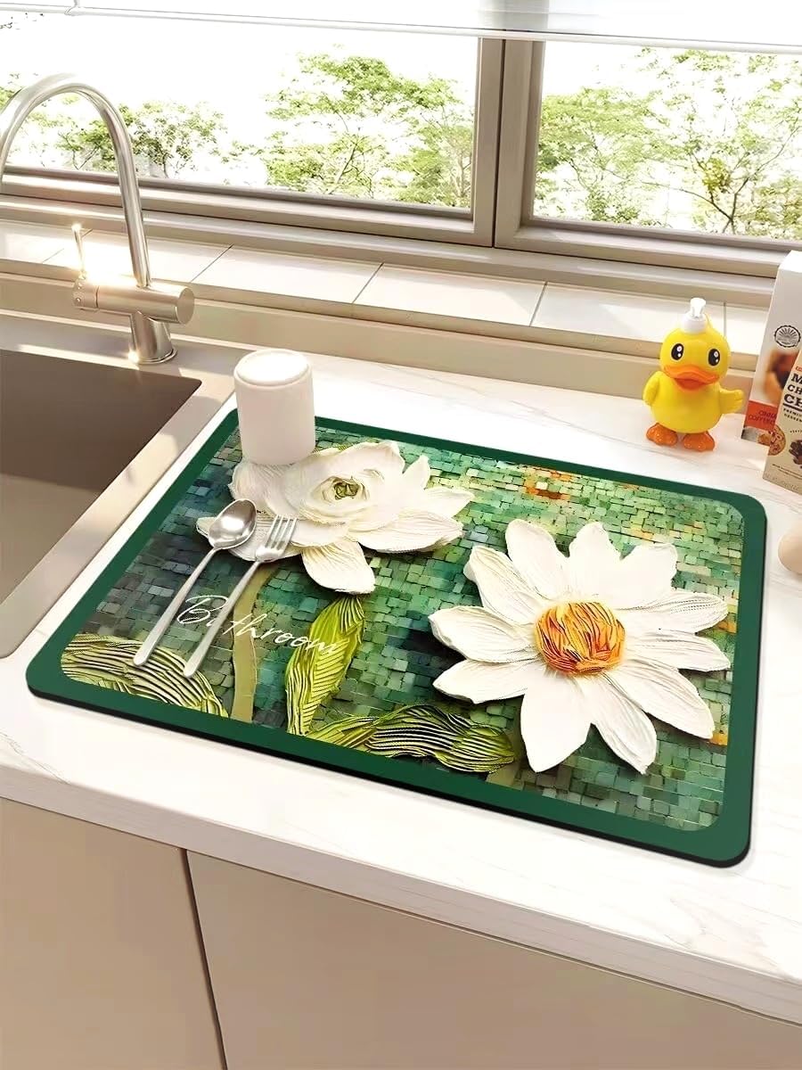 sztuka chłonna mata do mycia naczyń, 40 x 30 cm, mata do ociekania naczyń, do blatu kuchennego, łazienki, ekspresu do kawy. Lotus