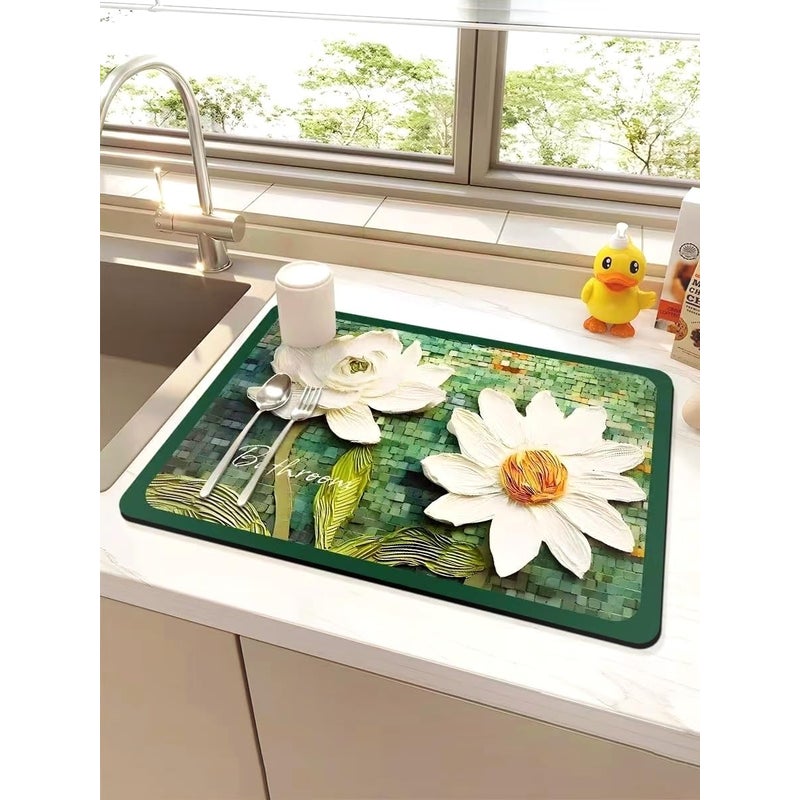 sztuka chłonna mata do mycia naczyń, 40 x 30 cm, mata do ociekania naczyń, do blatu kuchennego, łazienki, ekspresu do kawy. Lotus