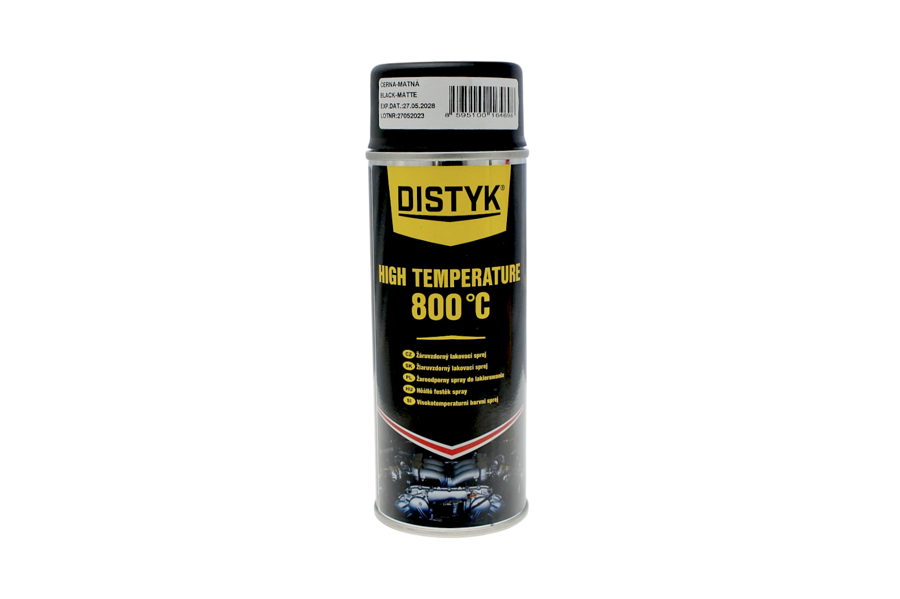 Lakier termoodporny czarny mat DISTYK 400ml, do 800°C, do grilla, tłumika, grzejnika
