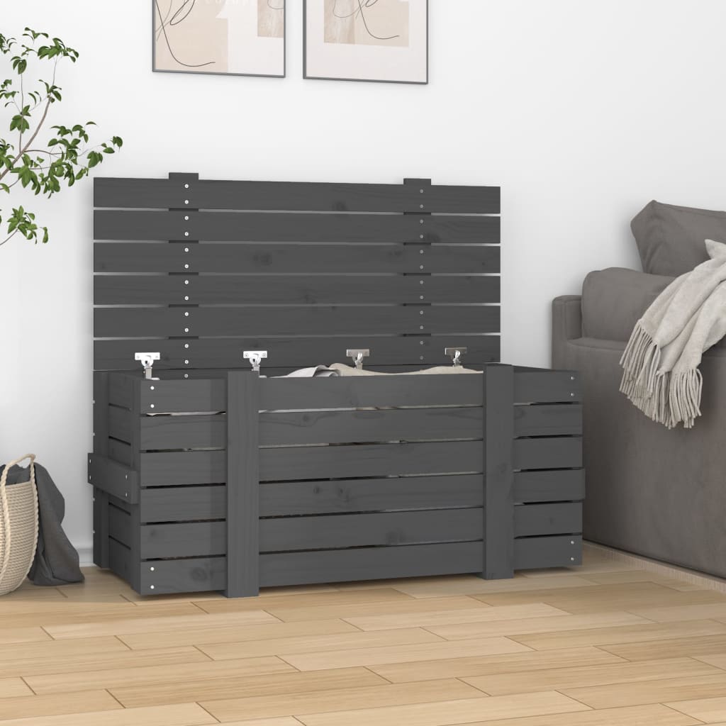 Maison Exclusive - Boîte de rangement Gris 91x40,5x42 cm Bois massif de ...