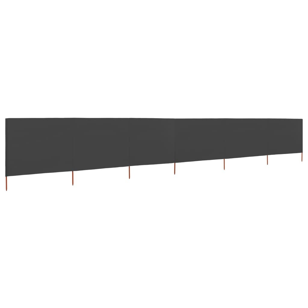 Paravientos de playa de 6 paneles | biombo separador | biombo divisor tela gris antracita 800x160cm cfw50680