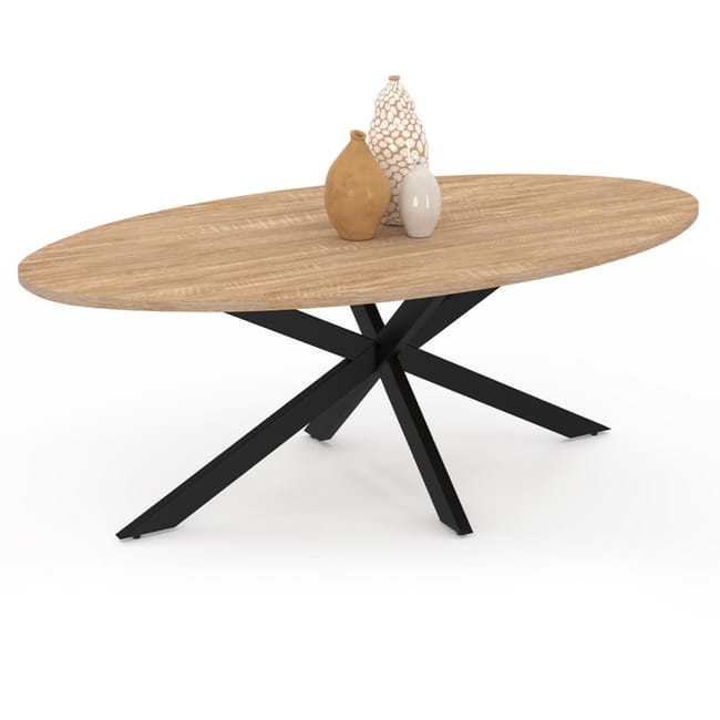 IDMARKET Table basse rectangulaire ALIX 110 cm pied araignée bois et noir - Maison IDMARKET Table basse rectangulaire ALIX 110 cm pied araignée bois et noir - Maison