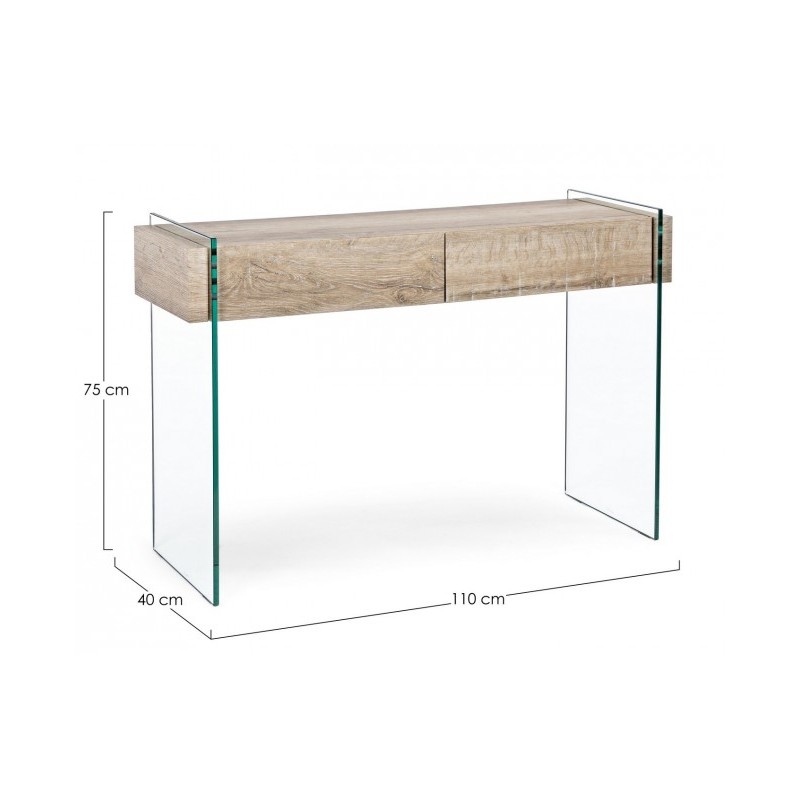 Console moderne en bois 2 tiroirs 110x40x75h cm - 5