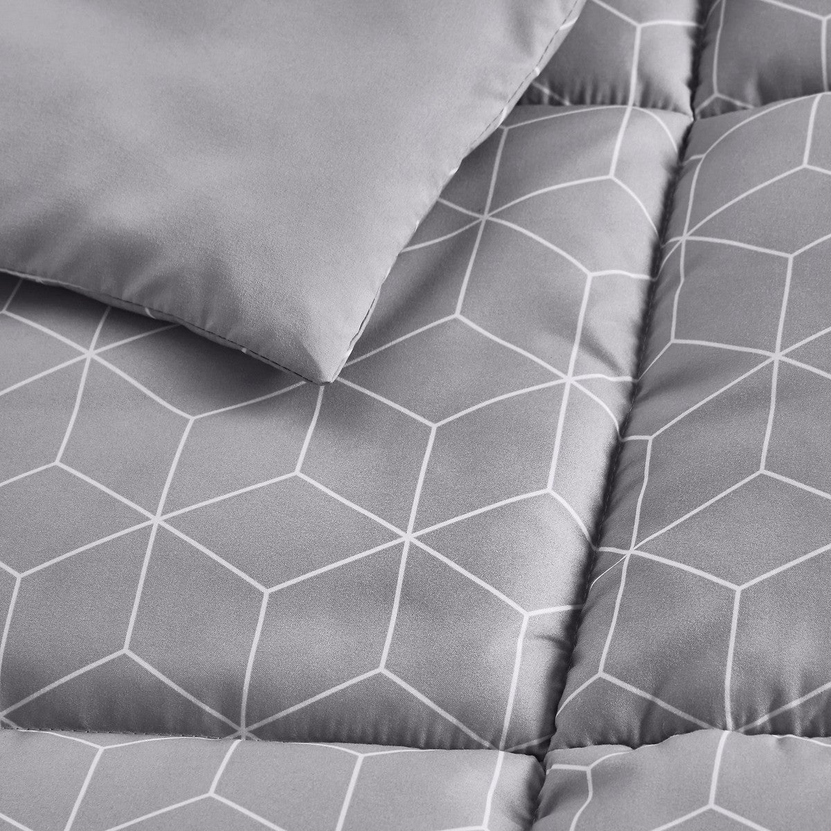 Couette imprimée microfibre, Decio - Gris/blanc - 140 x 200 cm - 2