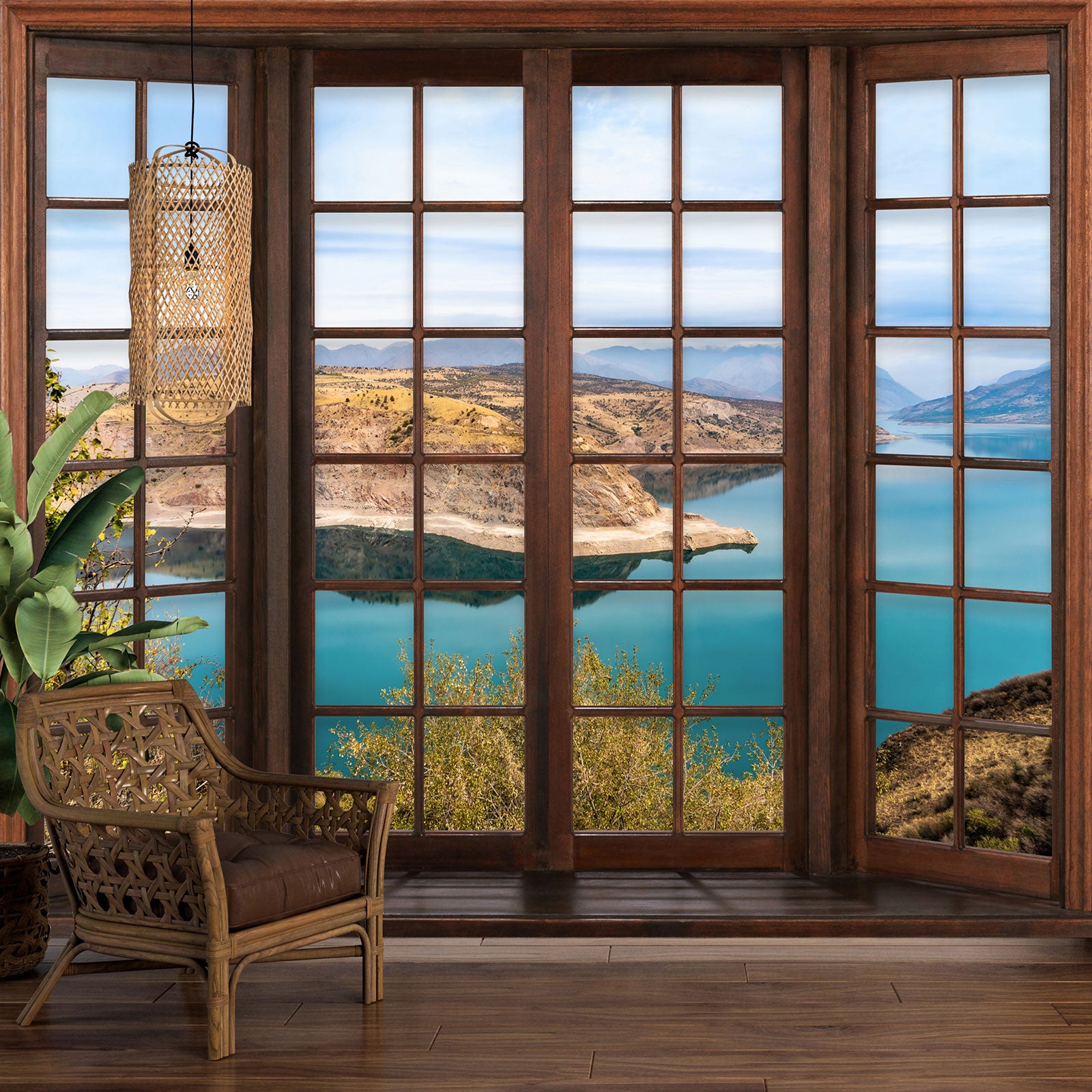 Stickers Trompe l'oeil fenêtre - Vue Mer - Hauteur 60 x Largeur 100 cm | Leroy Merlin