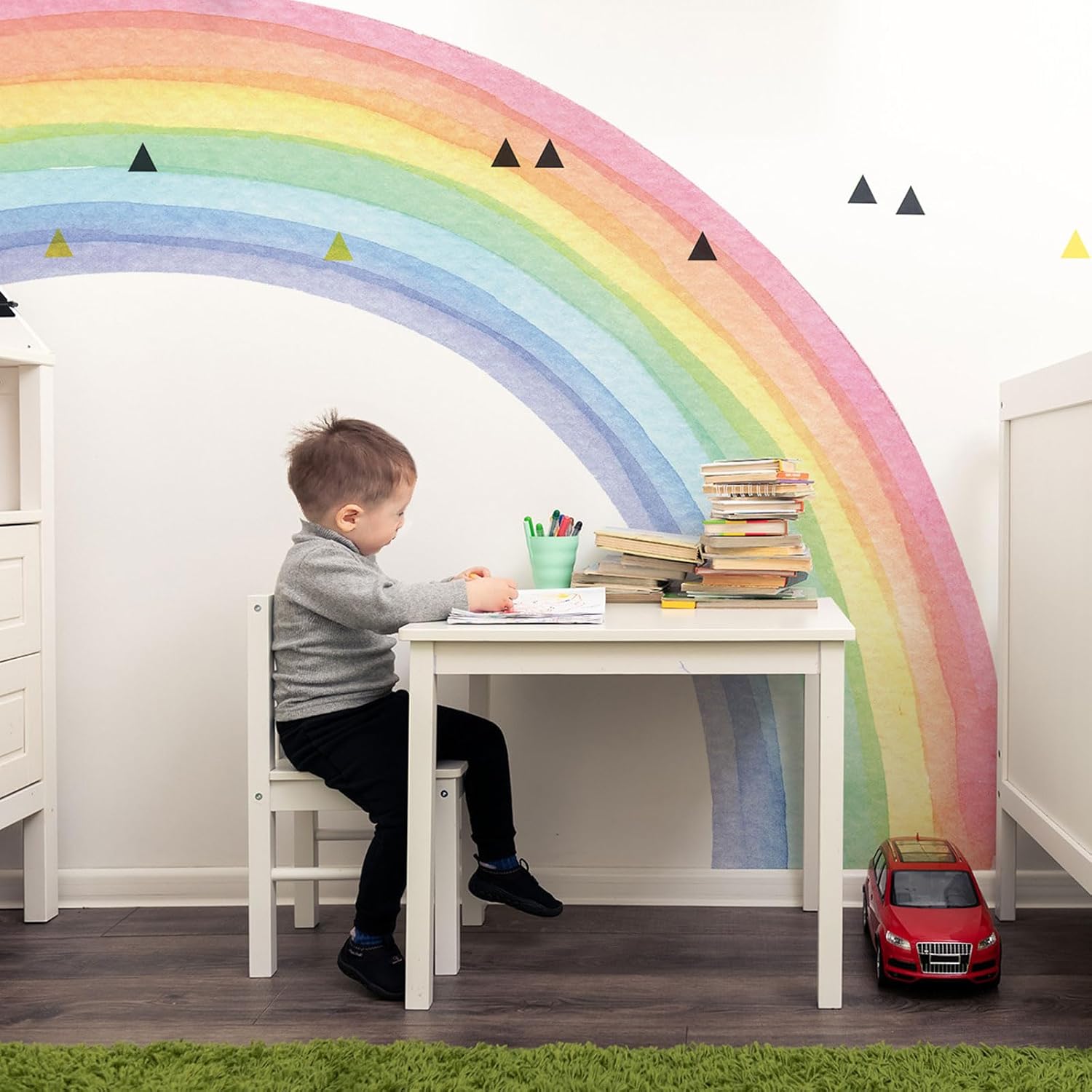 Autocollant mural arc-en-ciel 30 x 40 cm, autocollant amovible DIY, décoration murale pour chambre d'enfant, autocollant mural créatif pour la maison - 6