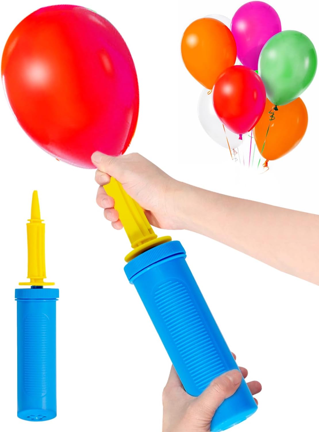 Lot De 4 Balles De Jeu Arc-en-ciel PVC + Pompe à Main – 21,6 Cm – Pour Intérieur Et Extérieur