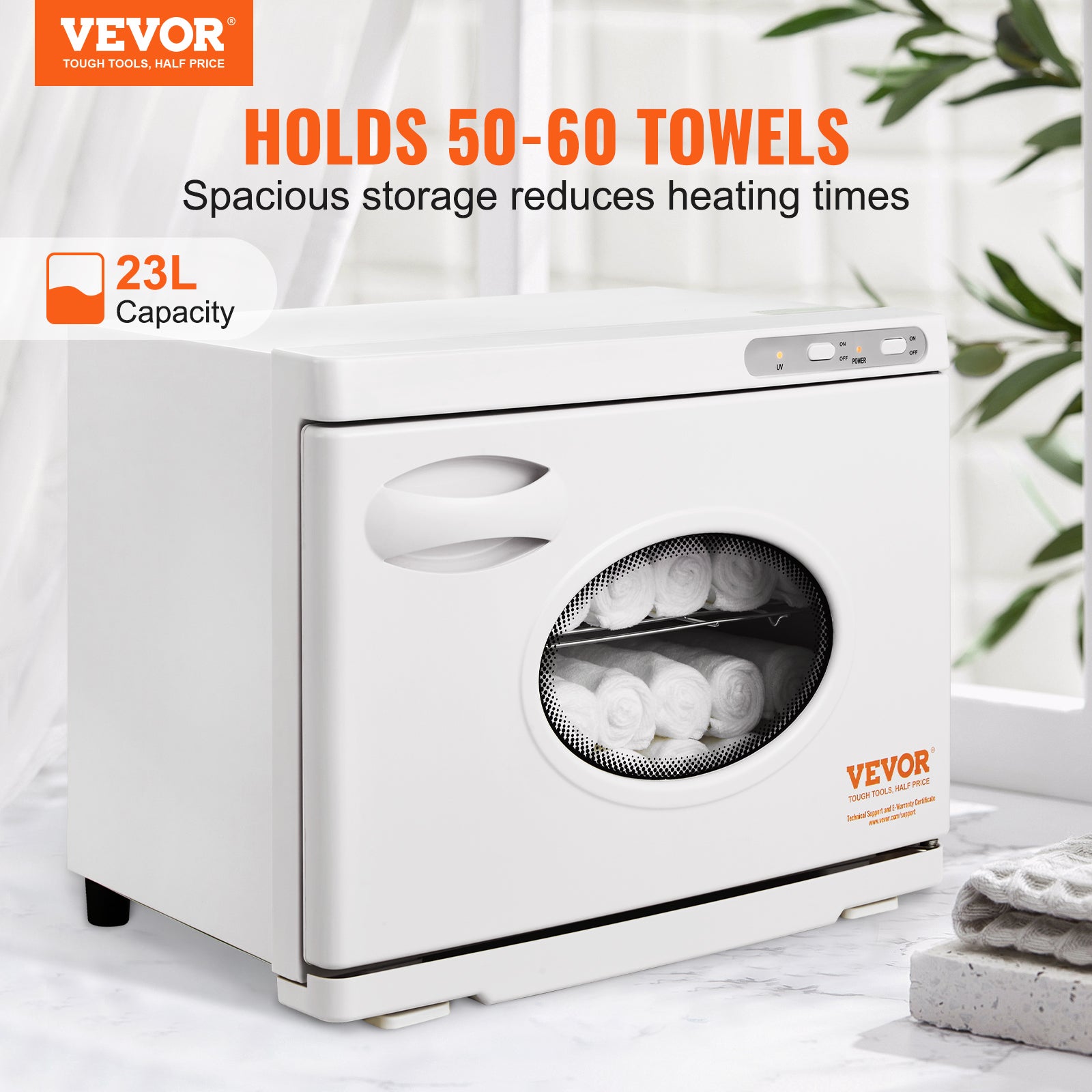 Aquecedor e esterilizador de toalhas VEVOR de 23 litros com luz UV e 2 cestos em aço inoxidável, aquecimento rápido, capacidade para até 54 toalhas - 2