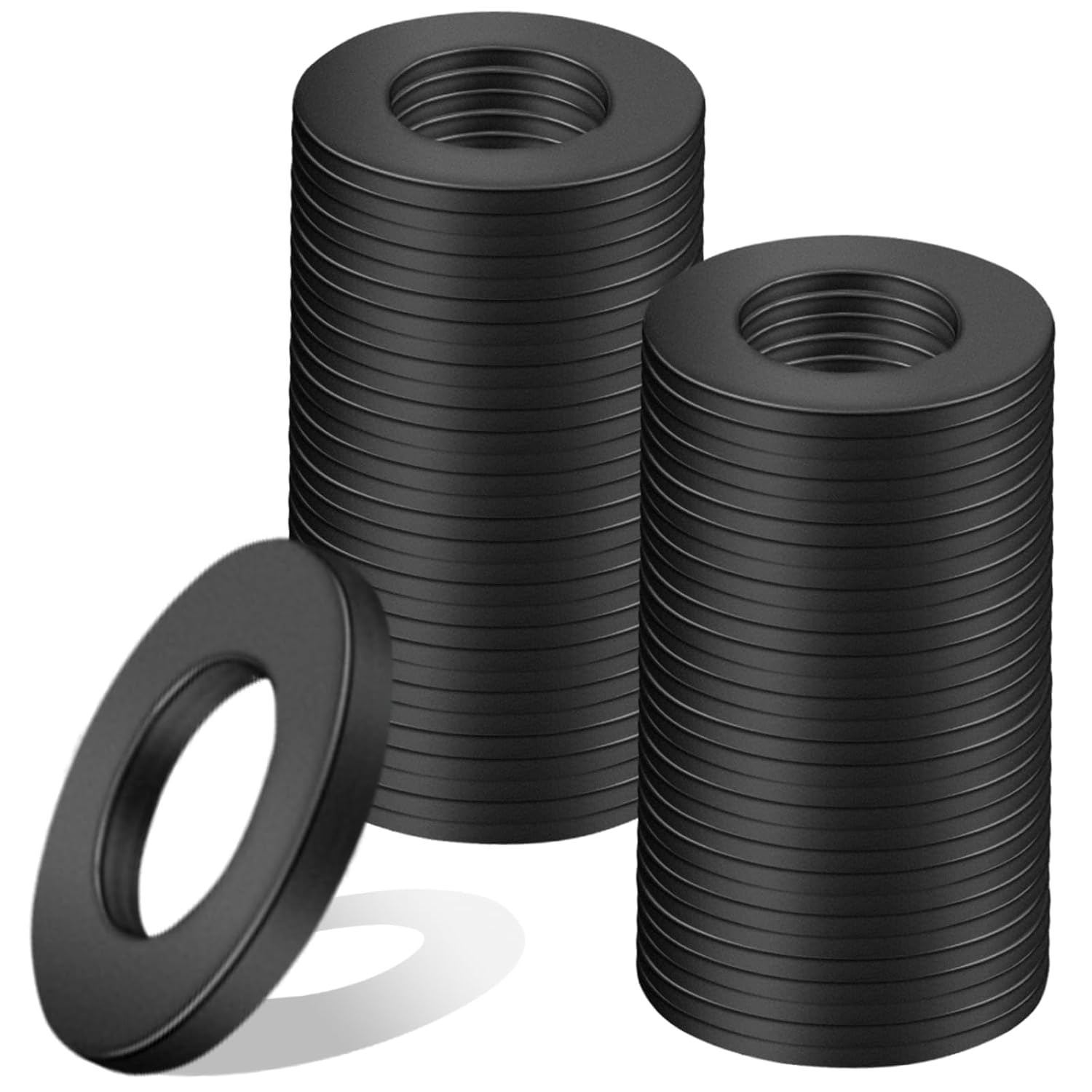 Podkładki płaskie M6 x 12 mm ze stali węglowej, czarne, 100 szt., metalowe uszczelki, pierścień do naprawy gwintowanych prętów śrubowych