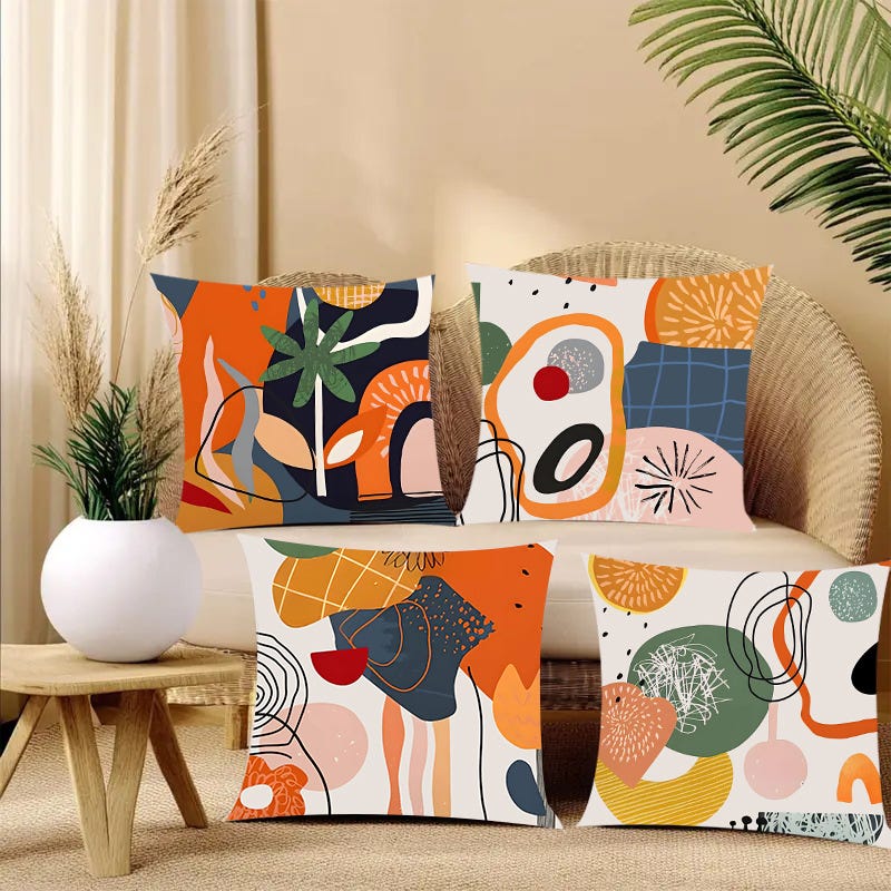 Set di 4 federe per cuscini bianche e nere, motivo geometrico, 45x45 cm, per soggiorno, camera da letto e ufficio. | Leroy Merlin Set di 4 federe per cuscini bianche e nere, motivo geometrico, 45x45 cm, per soggiorno, camera da letto e ufficio. | Leroy Merlin