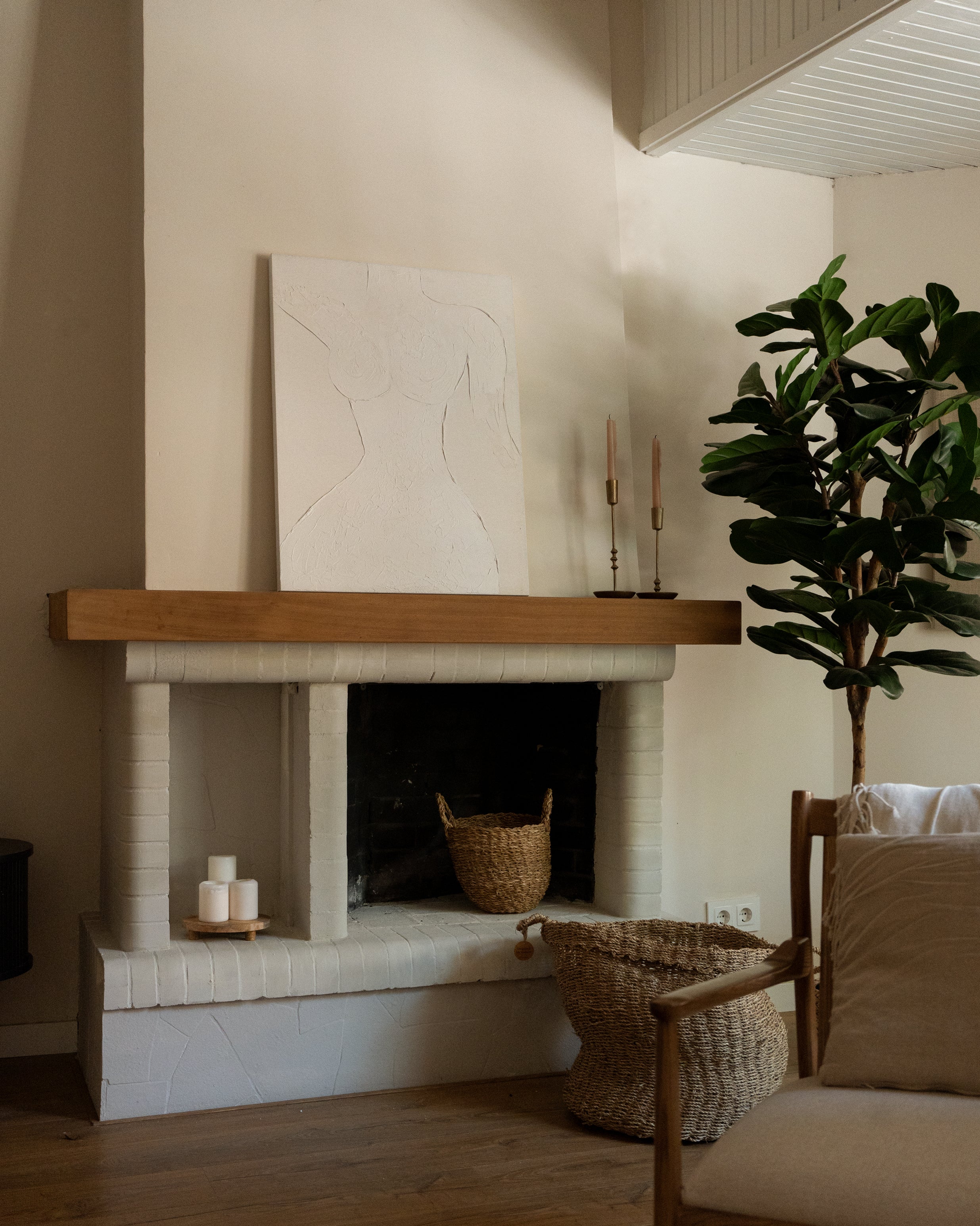 LEO - Tableau décoratif sur toile de coton avec cadre en bois blanc peint à la main à la peinture à l'huile 80x60cm - DECOWOOD - 2