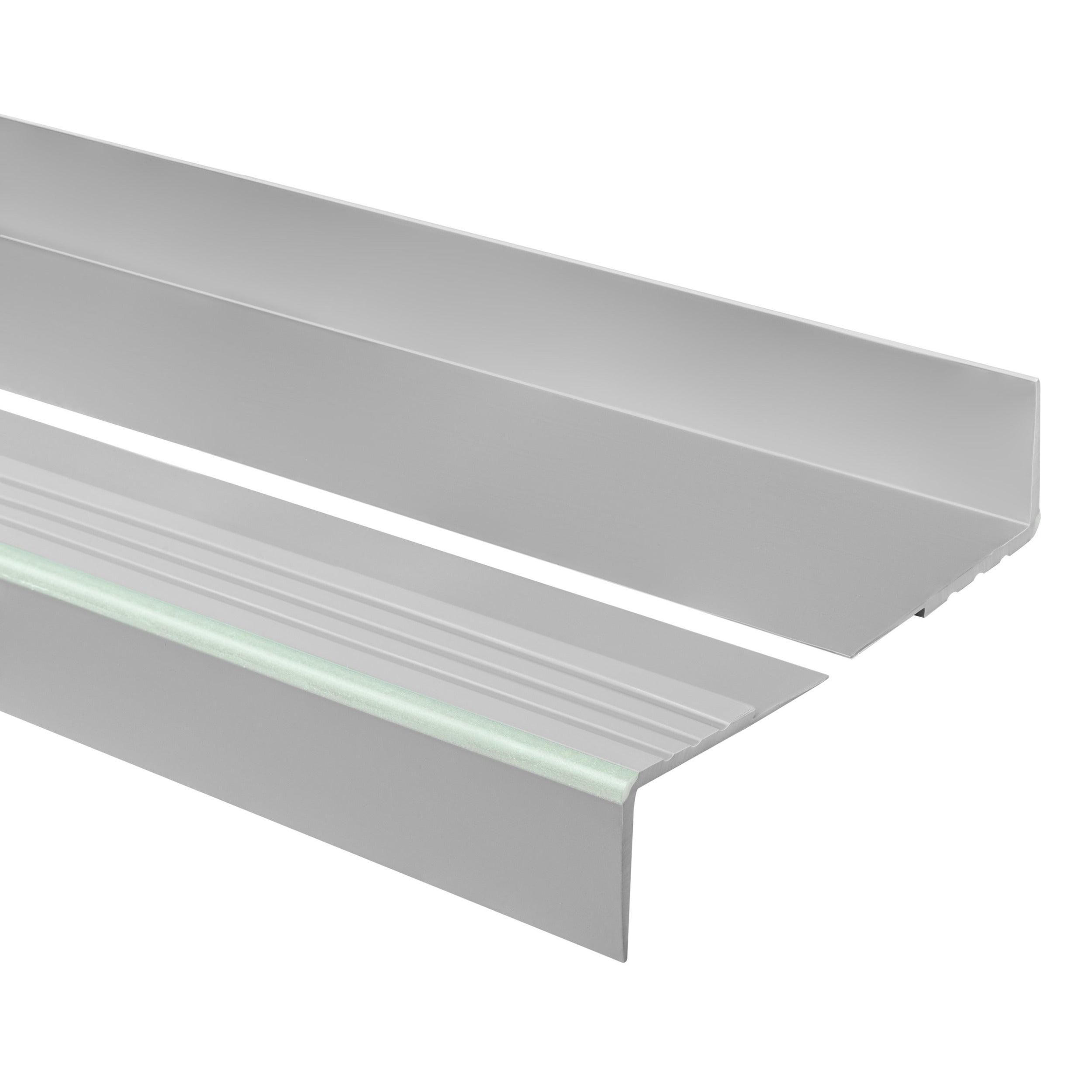 Profil schodowy fluorescencyjny 40x40 mm PVC na krawędzie stopni antypoślizgowy - 150 cm, szary