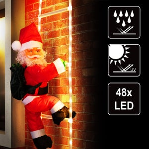 Scala LED Con Babbo Natale Luminoso Da Esterno Ed Interno Decorazioni Natalizie Multifunzione 8 Modalita Controllo Via App E Telecomando Impermeabile Ip44 Bianco Caldo E Rgb