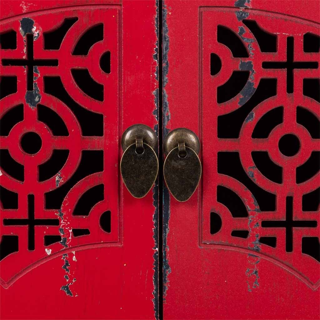 Meuble bas en bois rouge 120x40x50h - 7