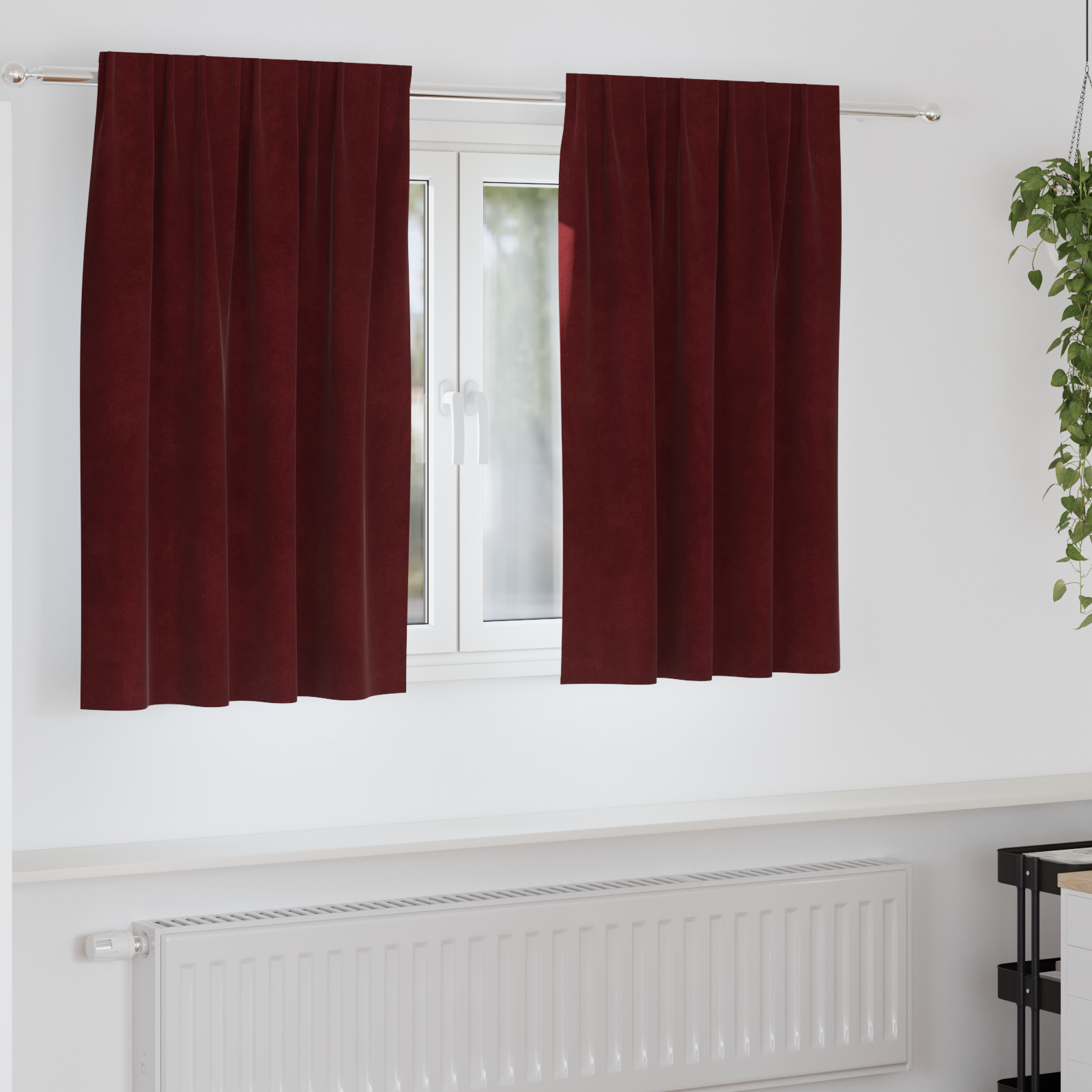 Rideaux opacifants avec bande de fixation 2 pcs Velours rouge vin ...