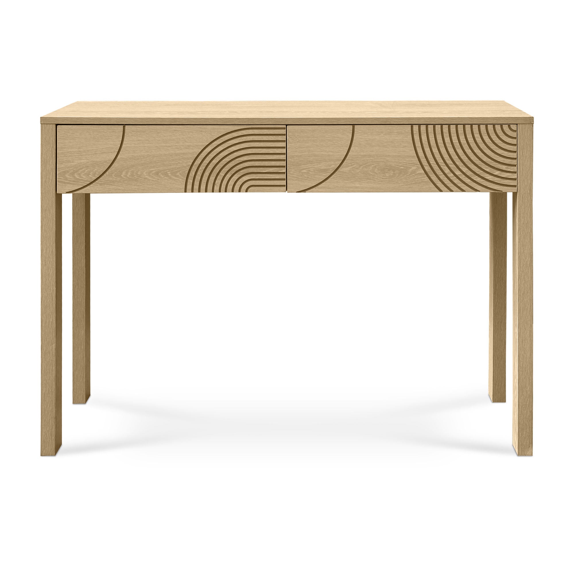 Console scandinave 100cm 2 tiroirs finition chêne SASKIA - 2