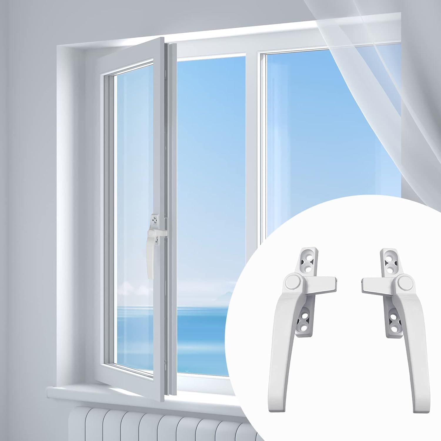 Poignée de Fenêtre Universelle - Remplacement avec Serrure, Adaptée aux Fenêtres et Portes à Double Vitrage (Blanc) - 5