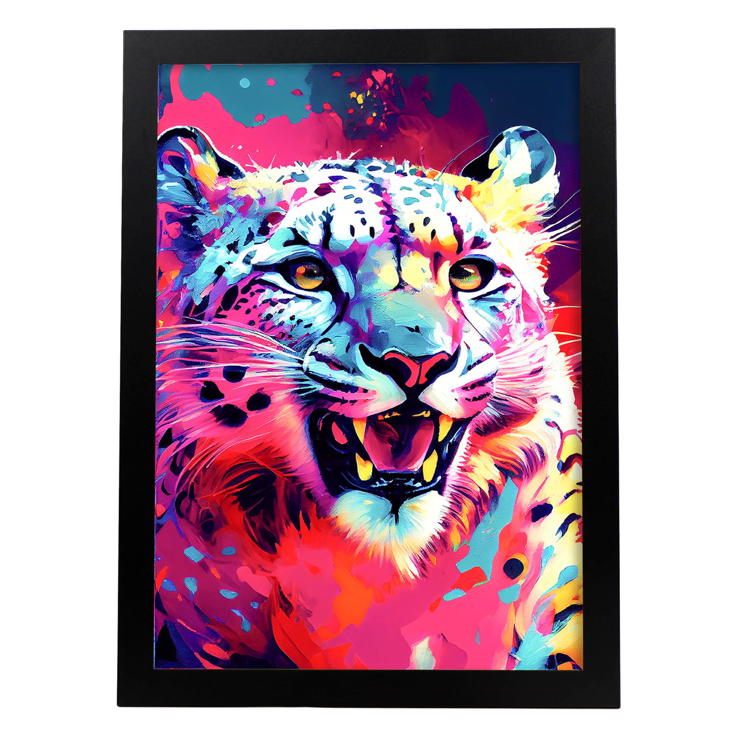 Nacnic Poster Con Cornice In Legno Chiaro - Illustrazione Panda Variopinta, Stampa A4 (21x29,7 Cm) Per Cameretta E Soggiorno, Quadro Per Bambini