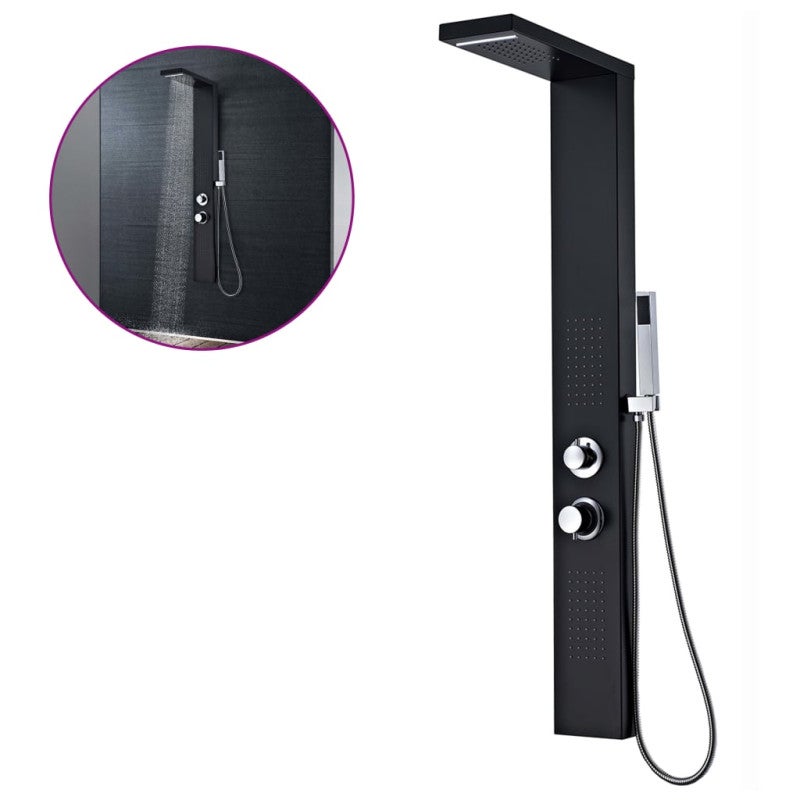 Sistema de panel de ducha aluminio negro mate vidaxl