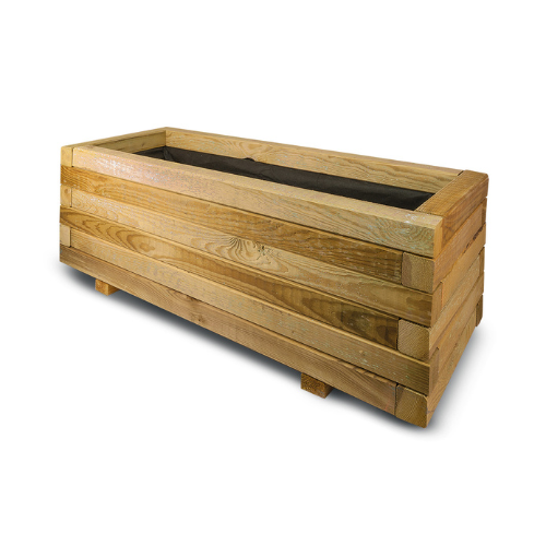 Jardinera De Madera De Pino Trapecio - 60x20x19 Cm - Tratada En Autoclave