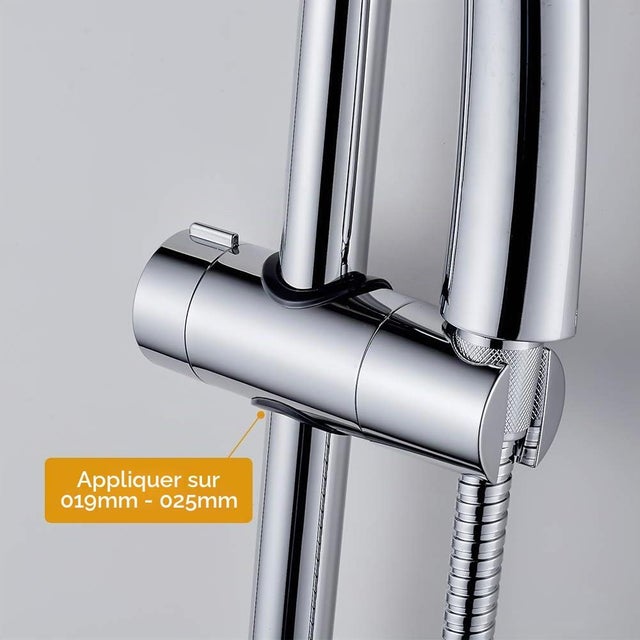 Support Pommeau de Douche Réglable, Support Douchette Universel pour Barre de Douche 18-25 mm, Installation Facile sans Outil, Support Coulissant Ch