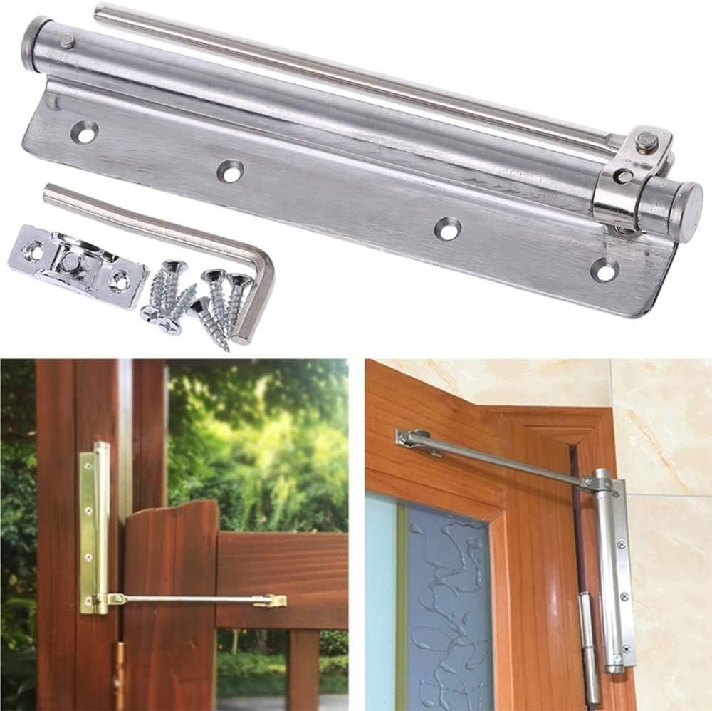 Ferme-porte hydraulique - Acier inoxydable - Ferme-porte intérieur - Avec vis et clé Allen intégrée - Capacité de charge 40 à 50 kg - Ressort de porte - 8