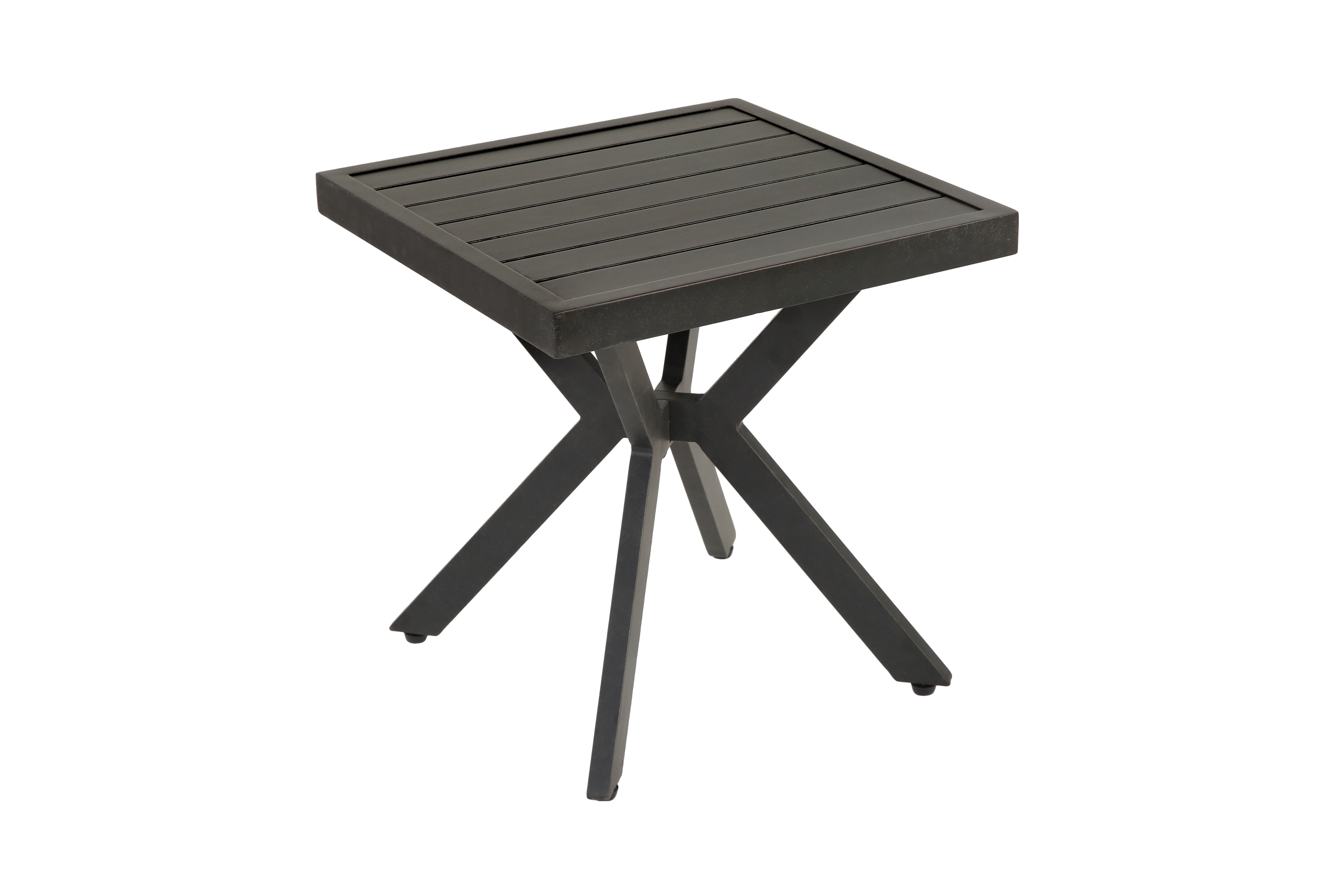 Table d'appoint carrée en aluminium pour terrasse, jardin, piscine, intérieur, facile d'entretien et résistante aux intempéries, marron foncé - 3