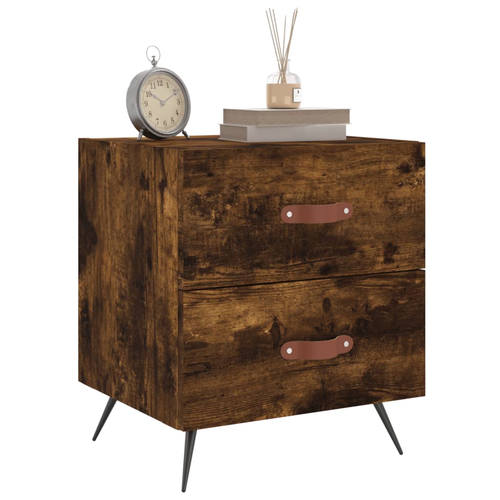 Maison Exclusive - Table de chevet chêne fumé 40x35x47,5 cm bois d’ingénierie - 8