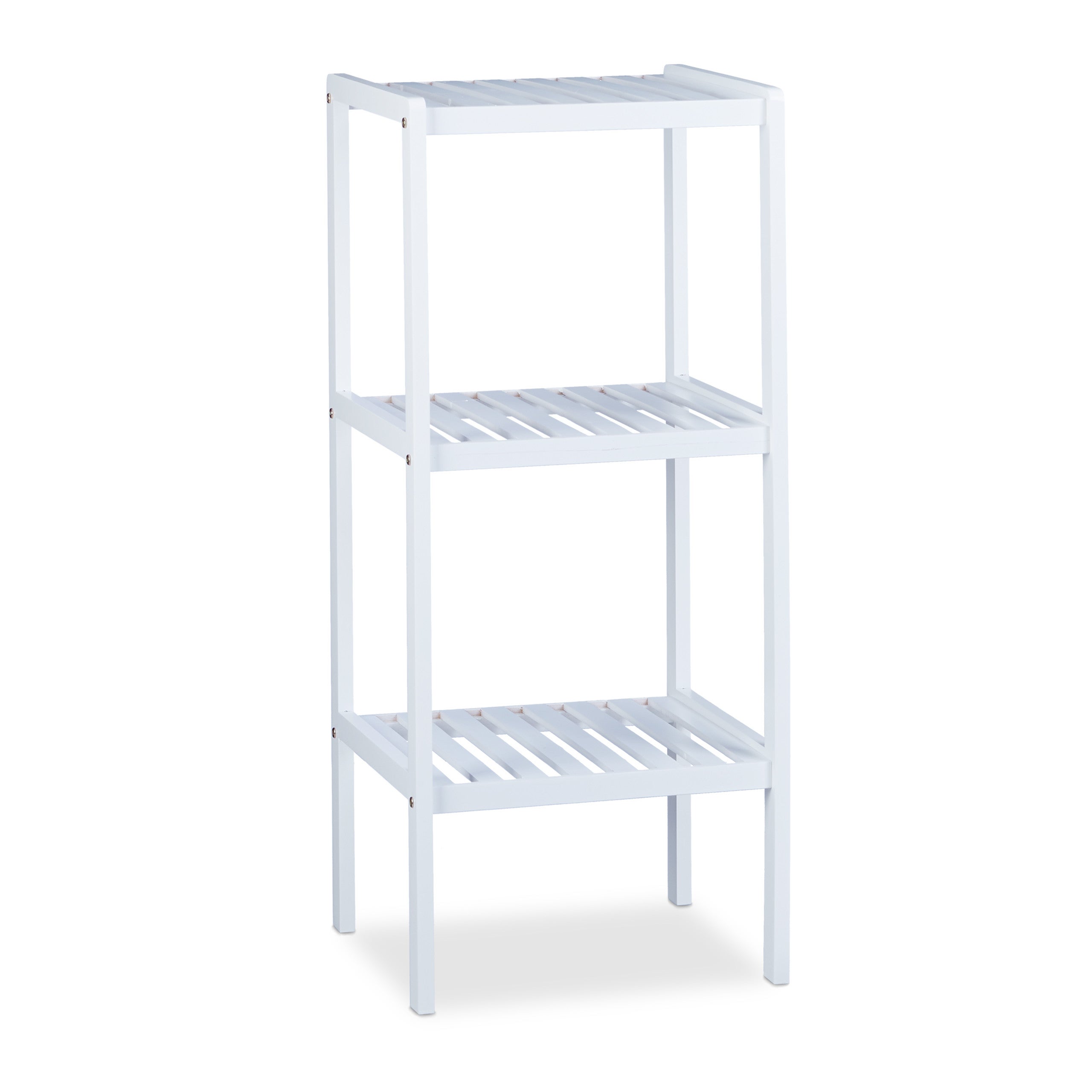 Étagère de salle de bain en bambou meuble sur pied cuisine en bois 3 étages HxlxP: 80 x 34,5 x 33 cm, blanc, Relaxdays - 6