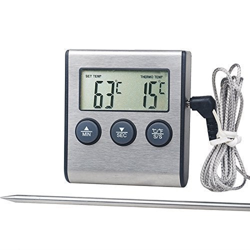 0250°C Termometr do gotowania żywności z alarmem czasowym - kuchenny miernik temperatury do grilla