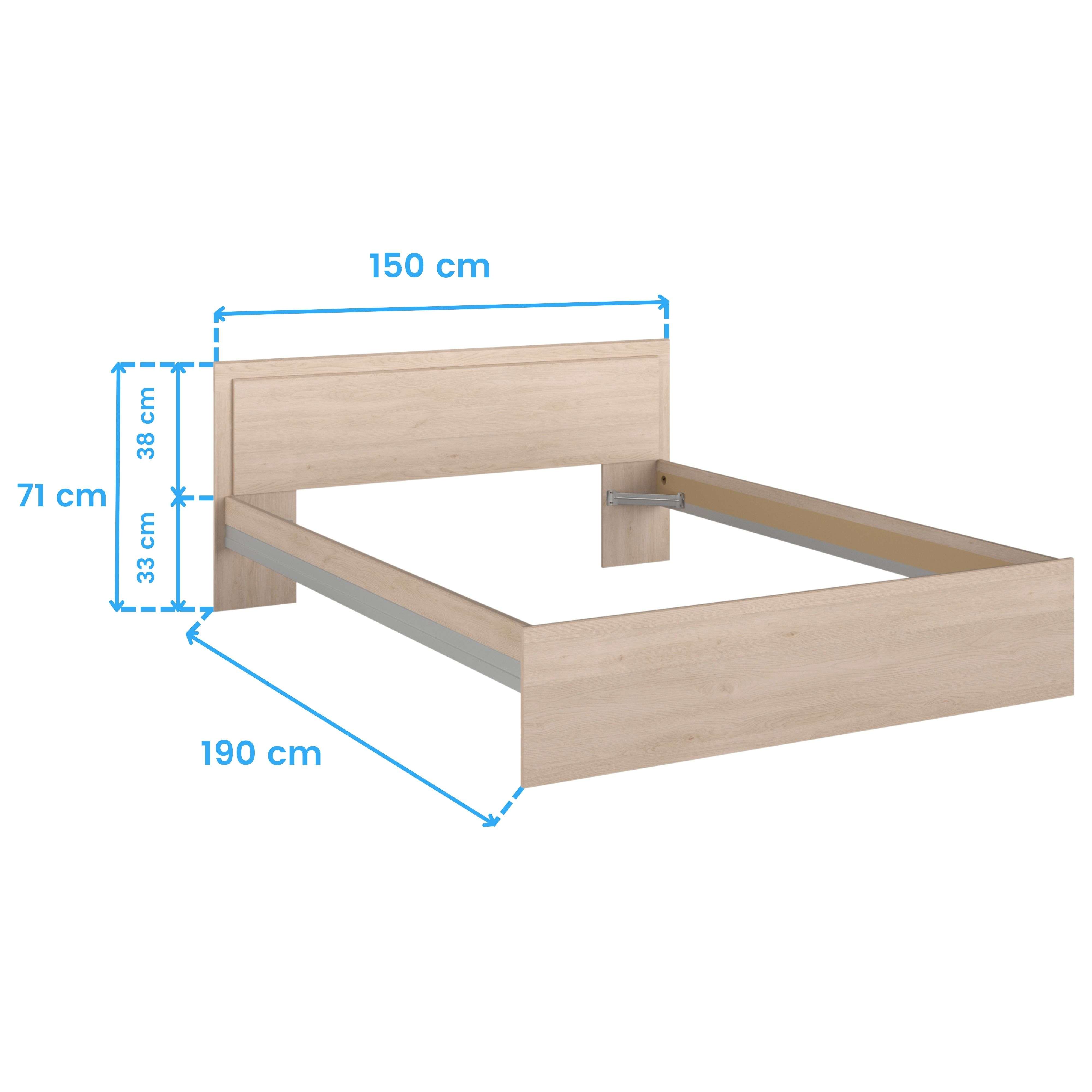 Cama de Matrimonio Modelo Baltic en Roble Brooklyn 135-140x190 cm - 8