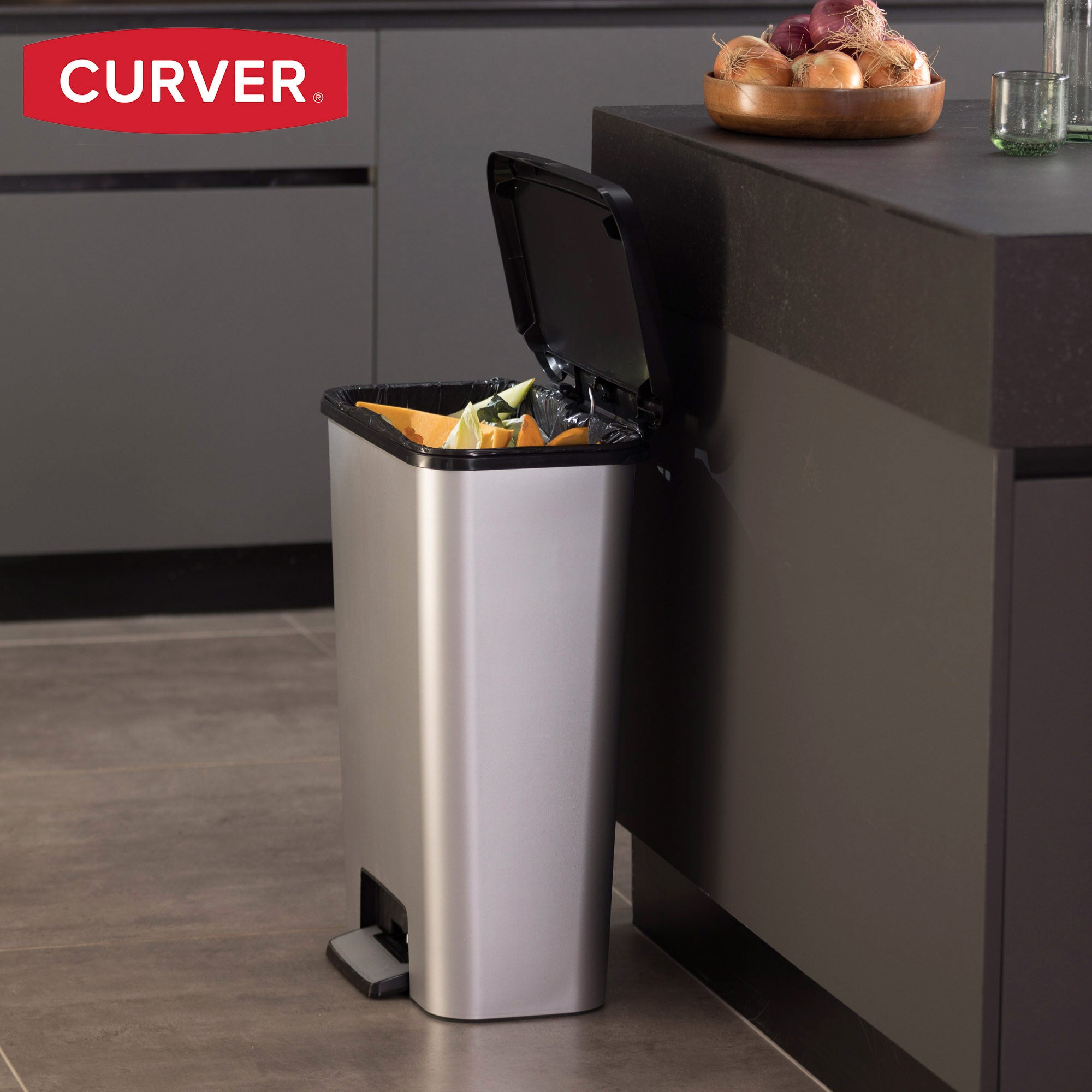 Curver Cubo de basura Compatta 50L metalizado - 7