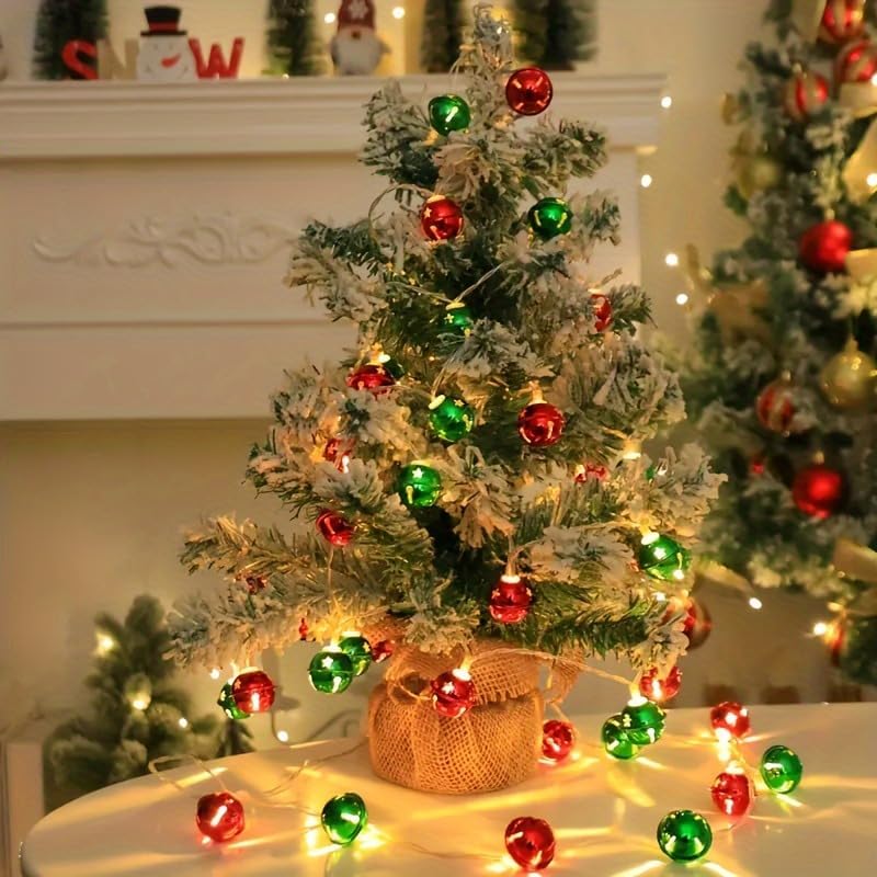 Guirlande 6m avec Port USB | 40 LEDs, Cloches Rouge et Vert, Lumière Chaude pour Décoration de Noël et Mariage - 4